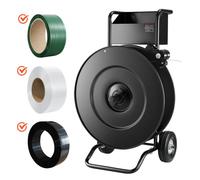 VEVOR Chariot de cerclage pour bobines de cerclage PET/PP/acier avec noyaux de 203/406 mm, distributeur de cerclage robuste, équipé d'un frein à tambour amélioré, plateau spacieux intégré pour outils