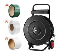 VEVOR Chariot de cerclage pour bobines de cerclage PET/PP/polyester de 203/406 mm, distributeur de cerclage robuste, équipé d'un système de freinage amélioré, plateau spacieux intégré pour outils