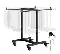 VEVOR Chariot de chaise pliable en forme de T pour 14 chaises, capacité de charge de 90 kg, en métal, avec roues en caoutchouc, support de chaise multifonctionnel pour événements de fête, hôtels, noir
