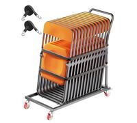 VEVOR Chariot de chaise pliante Forme en L - 136 kg, 25 chaises, métal, roulettes 360°, noir mat