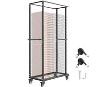 VEVOR Chariot de Chaise Pliante, Capacité de Charge 227 kg, Support Robuste pour 60 Chaises, Organiseur de Rangement Multifonction Métal avec roulettes Pivotantes 360°, pour Salle à Manger, Noir Mat