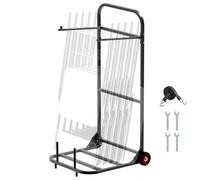 VEVOR Chariot de Chaise Pliante, Capacité de Charge 45 kg, Support Robuste pour Suspendre 10 Chaises, Organiseur de Rangement Multifonction Métal à Pousser avec Roues, pour Salle à Manger, Noir Mat