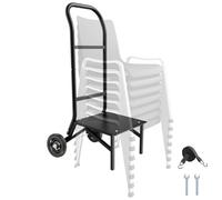 VEVOR Chariot de Chaise Pliante, Capacité de Charge 68 kg, Support Robuste pour Empiler 10 Chaises, Organiseur de Rangement Multifonction Métal à Pousser avec roulettes, pour Salle à Manger, Noir Mat