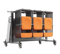 VEVOR Chariot de Chaise Pliante, Capacité de Charge 181 kg, Support Robuste pour 42 Chaises, Organiseur de Rangement Multifonction avec roulettes 360°, pour Salle à Manger, Famille, École, Noir Mat