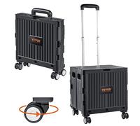 VEVOR Chariot de Courses Capacité de Charge 49,8 kg Caddie Pliable Utilitaire Portable avec Poignée Télescopique Robuste 4 Roues Transport pour Voyages, Courses, Déménagement, Bagages, Bureau, Noir