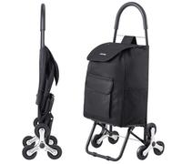 VEVOR Chariot Monte Escalier Courses Pliable 6 Roues Sac de Rangement 36 L Noir