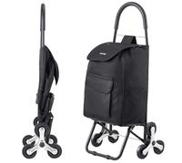 VEVOR Chariot de Courses Pliable, 36 L, Chariot Monte Escalier d'Épicerie avec 6 Roues, Sac de Rangement en Tissu Oxford, pour Shopping, Bureau, Déménagement, Transport, Extérieur, Blanchisserie, Noir