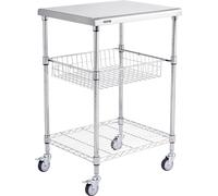VEVOR Chariot de cuisine en acier inoxydable, Chariot de service à 3 niveaux d'une capacité de 213,2 kg, Chariot de laboratoire Chariot de débarrassage, Chariot de transport Chariot de rangement avec