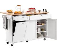 VEVOR Îlot Central Mobile Desserte de Cuisine 153 cm avec Tiroir et Abattant