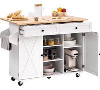 VEVOR Îlot Central Mobile Desserte de Cuisine 132 cm avec Tiroir et Abattant