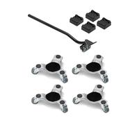 VEVOR Chariot de Déménagement 4PCS Déplace Meubles Lourds Capacité 113,4 kg Acier au Carbone 3 Roues Pivotantes 360° PP Plateau Antidérapant Manutention Déménageur pour Réfrigérateur Canapé Armoire