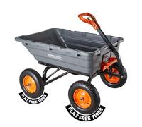 VEVOR Chariot de Jardin Basculant 680 kg Chariot à Benne Basculante en Polypropylène pour Transport de Plantes Terre Récoltes, avec Basculement Rapide 90°, Poignée 2 en 1, Essieu Directionnel 270°