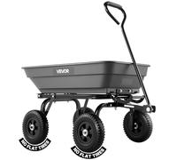 VEVOR Chariot de Jardin Basculant Max. 181 kg Chariot à Benne Basculante en PP pour Transport de Bois Plantes Terre, Basculement à 90°, 4 Roues Increvables Pivotantes à 180°, Roulement Rotatif à 270°