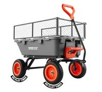 VEVOR Chariot de Jardin Basculant Max. 362 kg Chariot à Benne Basculante en PP pour Transport Bois Plantes Terre, Ridelles Amovibles, 4 Roues Increvables, Basculement à 90°, Roulement Rotatif à 270°
