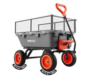 VEVOR Chariot de Jardin Basculant Max. 362 kg Chariot à Benne Basculante en PP pour Transport Bois Plantes Terre, Ridelles Amovibles, 4 Roues Increvables, Basculement à 90°, Roulement Rotatif à 270°