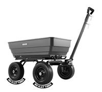VEVOR Chariot de Jardin Basculant Max. 544 kg Chariot à Benne Basculante PP pour Transport Bois Plantes Terre, 4 Roues Increvables, Poignée 2-en-1 Tractable, Basculement à 90°, Roulement Rotatif 270°