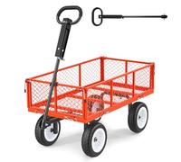 VEVOR Chariot de Jardin en Acier Max. 408,2 kg Chariot de Transport de Jardin pour Bois Terre Débris, Côtés Amovibles, Pneus PU Increvables 25,4 cm, Poignée Réglable, Compatible Quad Tracteur, Rouge