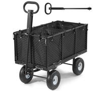 VEVOR Chariot de Jardin en Acier Max. 544,3 kg Chariot de Transport de Jardin pour Bois Terre Débris, avec Côtés Amovibles, Pneus Pneumatiques 25,4 cm, Poignée Réglable, Compatible Quad Tracteur, Noir