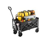 VEVOR Chariot de Jardin Pliable, 120 L, Chariot de Transport Utilitaire Portable Robuste 102,06 kg avec Roues Tout-Terrain, Poignée Réglable, pour Extérieur, Camping, Plage, Épicerie, Jardin, Noir