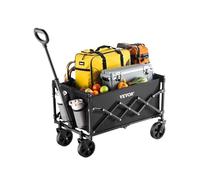 VEVOR Chariot de Jardin Pliable, 120 L, Chariot de Transport Utilitaire Portable Robuste 102,06 kg avec Roues Tout-Terrain, Poignée Réglable, pour Extérieur, Camping, Plage, Épicerie, Jardin, Noir