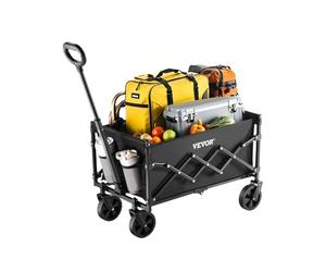 VEVOR Chariot de Jardin Pliable, 120 L, Chariot de Transport Utilitaire Portable Robuste 102,06 kg avec Roues Tout-Terrain, Poignée Réglable, pour Extérieur, Camping, Plage, Épicerie, Jardin, Noir