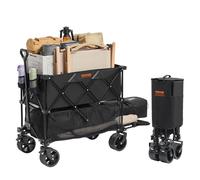 VEVOR Chariot de Jardin Pliable, 400 L Chariot de Transport de Plage à Deux Étages Charge Max 450 LB avec Roues Tout Terrain, Chariot de Sport Robuste pour Camping, Shopping, Jardin, Extérieur, Noir