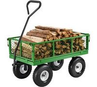 VEVOR Chariot de Jardin Transport, Charge 308,44 kg, Chariot Utilitaire Robuste Tractable Extérieur en Métal avec Pneus 254 mm, Côtés Amovibles en Maille Convertible en Plateau, Poignée Rotative 180°