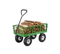VEVOR Chariot de Jardin Transport, Charge 308,44 kg, Chariot Utilitaire Robuste Tractable Extérieur en Métal avec Pneus 254 mm, Côtés Amovibles en Maille Convertible en Plateau, Poignée Rotative 180°