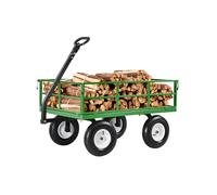 VEVOR Chariot de Jardin Transport, Charge 544,31 kg, Chariot Utilitaire Robuste Tractable Extérieur en Métal 2 en 1 avec Pneus Tout-terrain 330 mm, Côtés Amovibles en Maille, Poignée Rotative à 180°