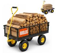 VEVOR Chariot de jardin transport - 408,23 kg, pneus 254 mm, côtés amovibles, poignée 180°