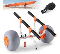 VEVOR Chariot de Kayak 160 kg Chariot de Transport Canoë Pliable avec 2 Roues 30,5 cm Largeur Ajustable et 1 Pied de Support Antidérapant pour Kayaks Canoës Planches à Pagaie Tapis Flottants Bateaux