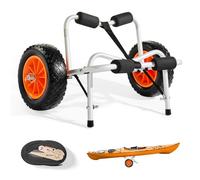 VEVOR Chariot de Kayak, Capacité de Charge 113 kg, Chariot de Transport Paddle Pliable Compact, avec Pneus en Caoutchouc Plein 25,4 cm, Pied de Support, Sangle d'Arrimage, pour Kayaks, Canoës, Paddles
