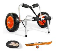 VEVOR Chariot de Kayak, Capacité de Charge 113 kg, Chariot de Transport Paddle Pliable Compact, avec Pneus en Caoutchouc Plein 25,4 cm, Pied de Support, Sangle d'Arrimage, pour Kayaks, Canoës, Paddles