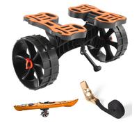 VEVOR Chariot de Kayak, Capacité de Charge 136 kg, Chariot de Transport Paddle Pliable Compact, avec Pneus Caoutchouc Plein 25,4 cm, Pieds de Support, Sangle d'Arrimage, pour Kayaks, Canoës, Paddles