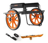 VEVOR Chariot de Kayak, Capacité de Charge 150 kg, Chariot de Transport Paddle Pliable Compact, avec Pneus en Caoutchouc Plein 38 cm, Pied de Support, Sangles d'Arrimage, pour Kayaks, Canoës, Paddles