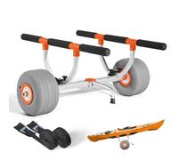 VEVOR Chariot de Kayak, Capacité de Charge 158 kg, Chariot de Transport Paddle Pliable Compact, avec Pneus Gonflables en Polyuréthane 30,5 cm, Pied de Support, Sangles, pour Kayaks, Canoës, Paddles
