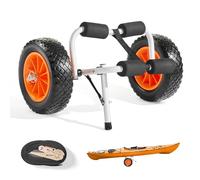VEVOR Chariot de Kayak, Capacité de Charge 90 kg, Chariot de Transport Paddle Pliable Compact, avec Pneus en Caoutchouc Plein 25,4 cm, Pied de Support, Sangle d'Arrimage, pour Kayaks, Canoës, Paddles