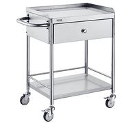 VEVOR Chariot de laboratoire 2 étages en inox 71x42x78,5 cm avec tiroir capacité 100 kg