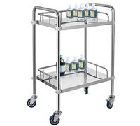 VEVOR Chariot de Laboratoire à 2 Étages, Service Médical 50*40*85 cm, Servante d'Atelier en Acier Inoxydable, Outil de Montage pour Hôtel, Salon, Beauté