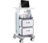 VEVOR Chariot De Laboratoire à 3 Niveaux ABS Doté De 2 Tiroirs Et d'Un Plateau Supérieur Blanc et gris