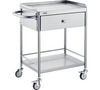 VEVOR Chariot de laboratoire à deux niveaux Chariot pour appareils Chariot de service en inox Chariot de débarrassage avec tiroirs Capacité de charge 100 kg