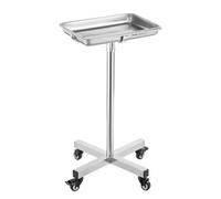 VEVOR Chariot de Laboratoire en Acier Inoxydable, Table de Mayo Charge 16 kg, Assistant Muet Hauteur Réglable 84-132,5 cm, Plateau Médical Amovible, pour Stockage des Matériels Clinique Salon Tatouage