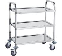 VEVOR Chariot de laboratoire mobile à 3 niveaux Acier inoxydable 181kg Clinique de laboratoire Technique médicale
