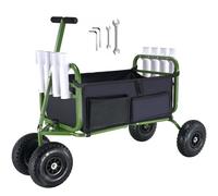 VEVOR Chariot de Pêche de Plage Capacité de Charge 136,07 kg Chariot avec 8 Supports de Canne à Pêche Roues Gonflables en Caoutchouc 280 mm Chariot de Sable en Acier Robuste pour Pique-nique Plein Air