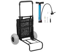 VEVOR Chariot de plage avec grandes roues pour le sable, porte-bagages 510 x 370 mm, chariot de transport pliable avec roues ballon de 228,6 mm, 74,8 kg, hauteur 690 à 1140 mm, pour plage, camping