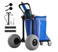 VEVOR Chariot de Plage Tout-terrain, Chariot de Transport Pliable Charge 75 kg, Charette pour Camping Pêche Jardin Extérieur, avec Roues Ballons 32 cm, Sac de Rangement et Guidon Réglable à 180°