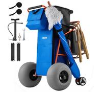 VEVOR Chariot de Plage Tout-terrain, Chariot de Transport Pliable Charge Maximale 75 kg, Charette pour Camping Pêche Jardin Extérieur, avec Roues Ballons de 32 cm, Sac Isotherme et Porte-parasol