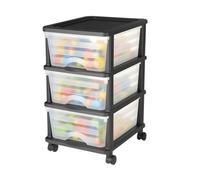 VEVOR Chariot de rangement à 3 tiroirs en plastique, tour de rangement à roulettes, organiseur mobile à 3 niveaux, bac transparent pour fournitures de bureau, salles de bricolage et salles de classe