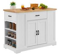 VEVOR Chariot De Rangement Avec Tiroirs Et Étagères Pour Îlot De Cuisine 1173x563x910mm Blanc