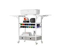 VEVOR Chariot de Rangement, Compatible avec les Plotters de Découpe, Table de Travail Artisanal, avec Côtés Pliables, Organisateur Mobile pour l'Artisanat avec 14 Porte-rouleaux de Vinyle et 2 Tiroirs